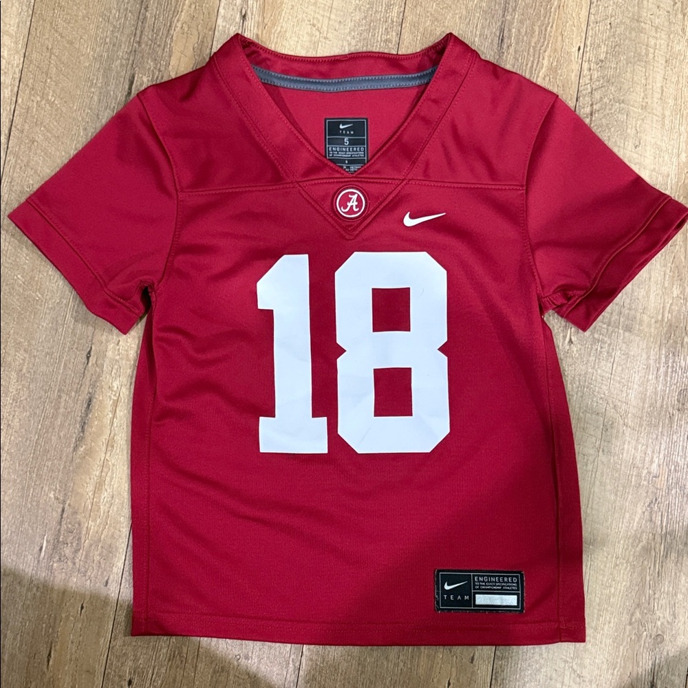 Nike Youth Red Football Jersey with White Number 18